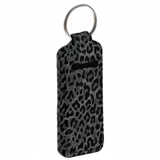 Suobstales Black Leopard Chapstick Holder Keychain Neoprene Lip Balm Holder Wild Animal Cheetah Skin Print Lipstick Sleeve Pouch Lip Balm Portable Pocket Lip Gloss Tube Holder Travel Accessories