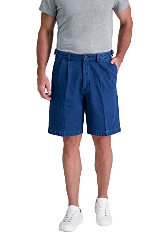 Haggar Mens Reg. And Big & Tall Sizes Denim-shorts, Denim Pleat, 32 US