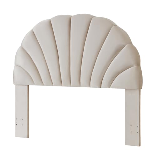 24KF Stunning Crown Design King Headboard, Upholstered Soft Velvet Petal Pattern Headboard King/CA King-Violet
