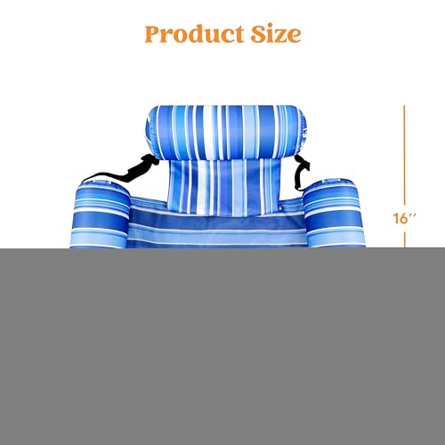 Sloosh Pool Floats Chairs Adult, 2 Packs Inflatable Pool Lounge Chairs,Blow up Hammock Pool Noodles Floats for Adults,Stripe Pattern Floating Water Chair for Pool Lake River(Stripe)