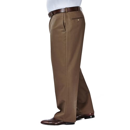 Haggar mens Work to Weekend Classic Fit Pleat Regular and Big Tall Sizes casual pants, String, 54W x 30L US