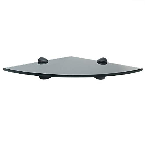 Alise Glass Shelves 15 Inch Glass Bathroom Shelves Tempered Glass Shelf Wall Mount Glass Shelves for Bathroom Matte Black Glass Bathroom Shelf