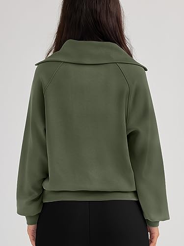 Trendy Queen Womens Oversized Sweatshirts Quarter Zip Hoodies Half Pullover Long Sleeve Crewneck Shirts Fleece Fall Outfits Clothes Teen Girls Winter Fashion Clothes 2024 White M