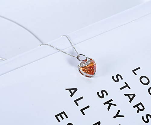 CHERUBIC Love Heart Pendant Necklace Shining Zircon Birthstone Jewelry Gifts For Women 18''+2''
