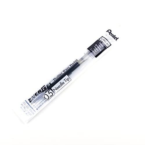 Pentel EnerGel Liquid Gel Pen Refill, 0.5mm, Needle, Black, Box of 12