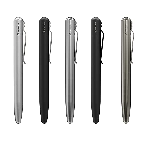 BASTION Fountain Pen with Gift Case - Minimalist Luxury Body - Fine Nib - Heavy Duty Nice Collectors Ink Refillable Metal Pens for Men & Women - Professional Executive Office (Black Aluminum)