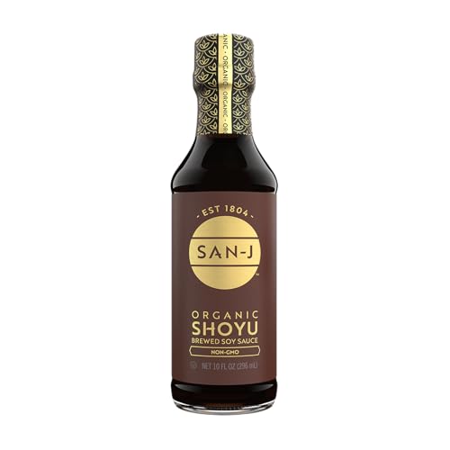 San-J - Organic Shoyu Soy Sauce - Made with Wheat and Soy - Specially Brewed - 10 oz. Bottle