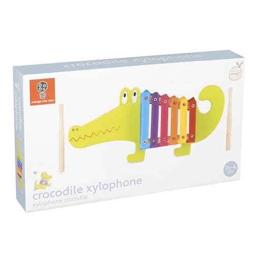 Orange Tree Toys: Xylophone: Crocodile - Wooden Musical Instrument Toy w/ 2 Drumsticks, Animal Shaped, Developmental Toy, Toddler & Kids, Ages 3+