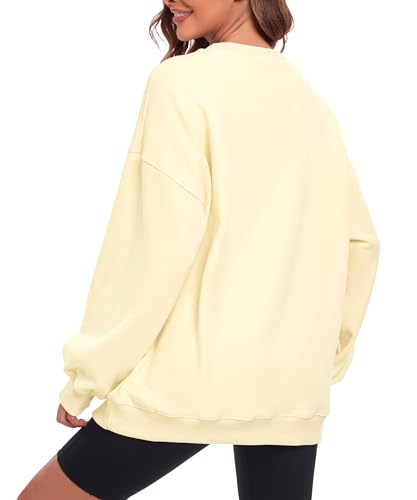 Oversized Sweatshirt for Women Crew Neck Fleece Sweatshirt Casual Long Sleeve Pullover Tops Trendy Clothes Wine Red