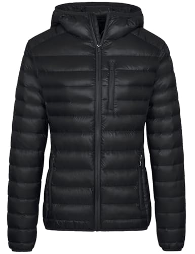 wantdo Women's Packable Down Jackets Lightweight Spring Jackets (Black, Small)
