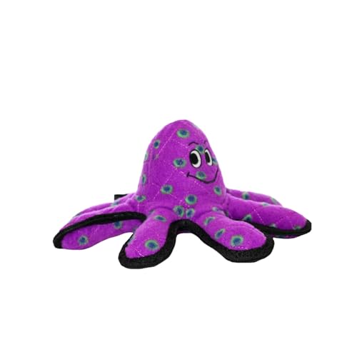 World's Tuffest Soft Dog Toy - Ocean Creature Small Octopus - Squeakers - Multiple Layers. Made Durable, Strong & Tough. Interactive Play (Tug, Toss & Fetch). Machine Washable & Floats