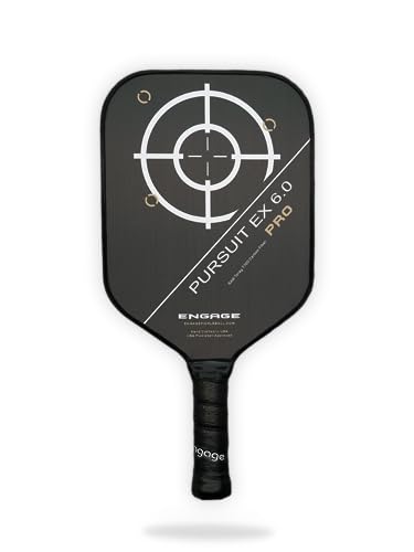 Engage Pursuit Pro EX 6.0 Pickleball Paddle – Widebody Shape, Raw T700 Toray Carbon Fiber Face, 16mm Control Pro “Black” Core, Vortex Barrier Edge Technology Limits Vibration – Lightweight