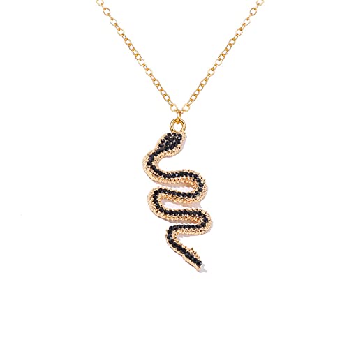 Snake Necklace for Women Men Colorful Zirconia Rhinestone Cobra Snake Animal Pendant Necklace Cool Snake Jewelry