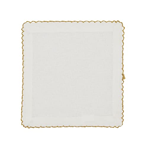 SARO LIFESTYLE Whip Stitched Table Napkins (Set of 4), Gold, 6" (1442.GL6S)