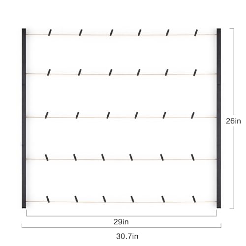 Love-KANKEI Wood Picture Frame Collage Photo Display Frame 26×29 inch with 30 Clips and Adjustable Twines Collage Artworks Prints Pictures Organizer Gift Black
