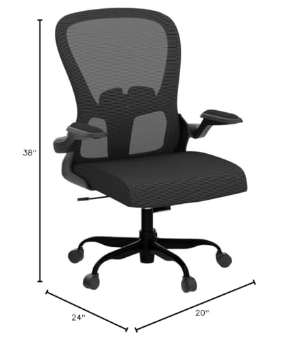 Ergonomic Office Chair, Comfort Swivel Home Office Task Chair, Breathable Mesh Desk Chair, Lumbar Support Computer Chair with Flip-up Arms and Adjustable Height
