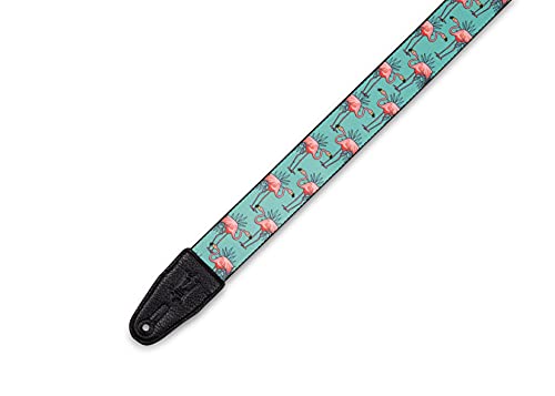 Levy's Leathers 2" Wide Polyester Guitar Strap with Genuine Leather Ends; Black and White Skulls Motif (MPD2-048)