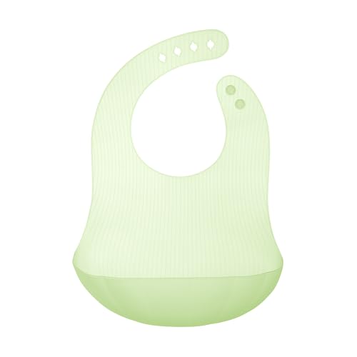 Olababy Fold N Go Silicone Baby Bib w Travel Case | Soft, Lightweight, Waterproof Bibs for Infants & Toddlers | BPA Free (1 Bib + 1 Travel Case, Kiwi)