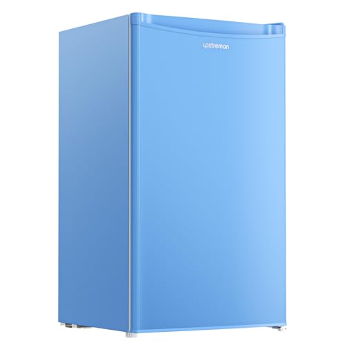 Upstreman 3.2 Cu.Ft Mini Fridge with Freezer, Single Door Mini Fridge, Dorm Fridge, Adjustable Thermostat, Mini Refrigerator for Bedroom, Office, Dorm, Blue-BR321