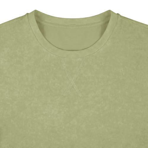 LOGEEYAR Men's Athletic Washed T-Shirts Basic Crew Neck Tees Tops Causal Distressed Cotton T Shirts for Men Army Green