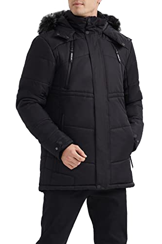 Orolay Men's Winter Warm Jacket Hooded Mountain Parka with Faux Fur Black S