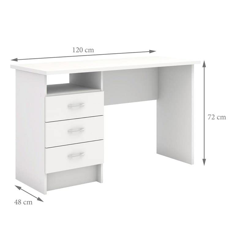 Tvilum Whitman Desk with 3 Drawers, White