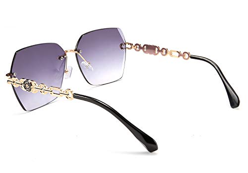 FEISEDY Classic Rimless Sunglasses Women Metal Frame Diamond Cutting Lens Sun Glasses B2567
