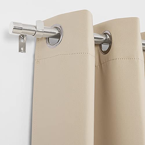 NICETOWN 1 inch Diameter Drapery Window Curtain Rod Set for Valances Tiers Short Curtains, End Cap/Cylinder Finials Style Window Curtain Rod, Adjustable Length from 28 to 48-Inch, Brushed Nickel