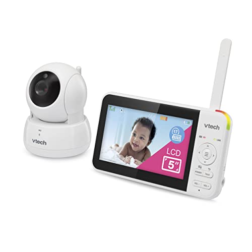 VTech VM924 5" Screen Remote Pan-Tilt-Zoom Baby Monitor with Camera&Audio,Up to 31Hrs Battery for Audio&17Hrs Video Streaming, Long Range Up to 1000ft,Night Vision,Soothing Sound,Temperature Sensor