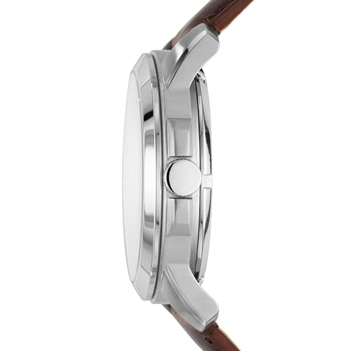 Fossil Men's Grant Automatic Stainless Steel and Leather Three-Hand Watch, Color: Silver, Brown (Model: ME3099)