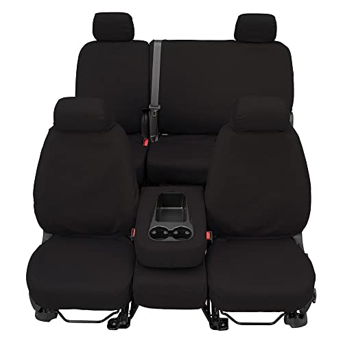 Covercraft - SS3344PCCH Custom-Fit Front Bench SeatSaver Seat Covers - Polycotton Fabric, Charcoal Black