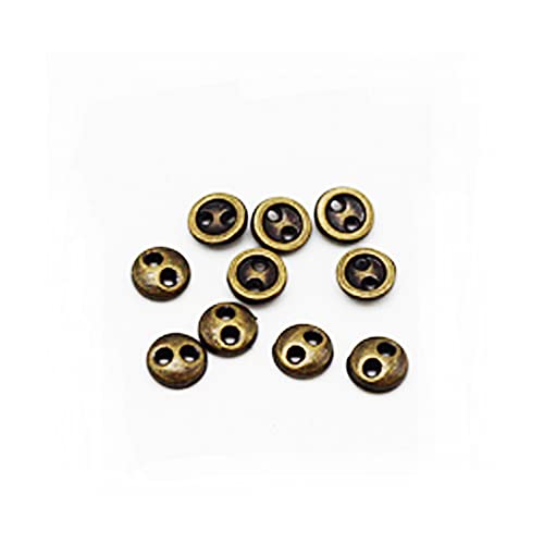 50 PCS 2 Hole Mini Metal Round Buttons Small Bread Buttons for Doll Clothes Bag Deoration Sewing Craft (Bronze, 3mm)