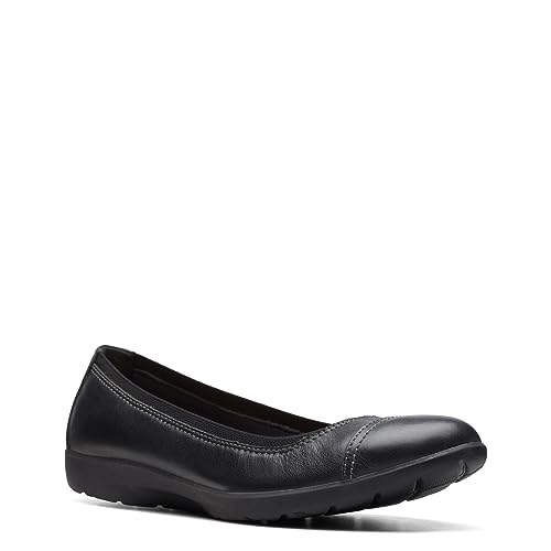 Clarks Women's Meadow Opal Ballet Flat, Black Leather, 8