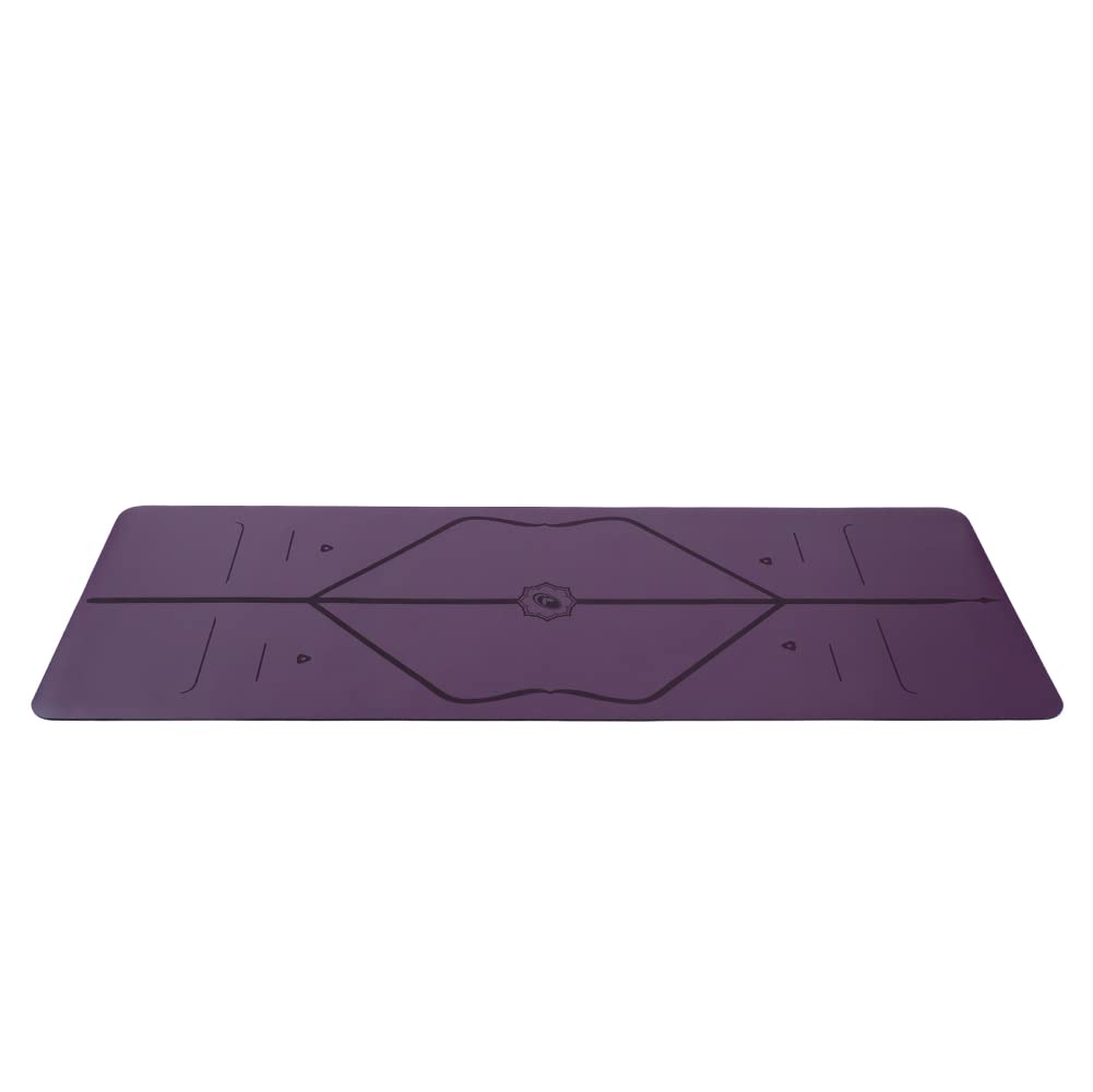 LIFORME Travel Yoga mat – Patented Alignment System, Warrior-Like Grip, Non-Slip, Eco-Friendly, Ultra-Lightweight, Sweat Resistant, Long, Wide and Thick - Purple