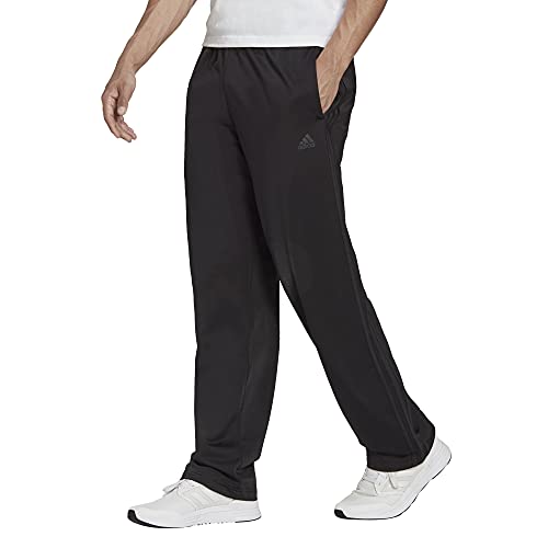 adidas Men's Essentials Warm-up Open Hem 3-stripes Tracksuit Bottoms, Black/Black, X-Large Tall