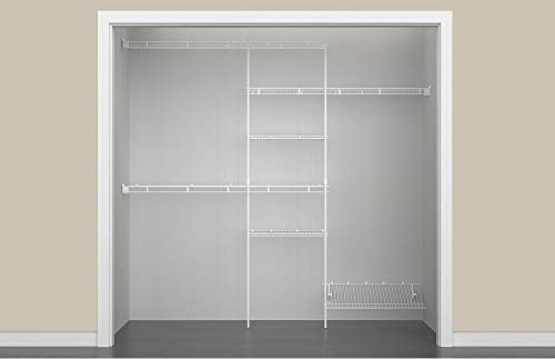 ClosetMaid 1608 Closet Organizer Kit with Shoe Shelf, 5-Foot to 8-Foot, White