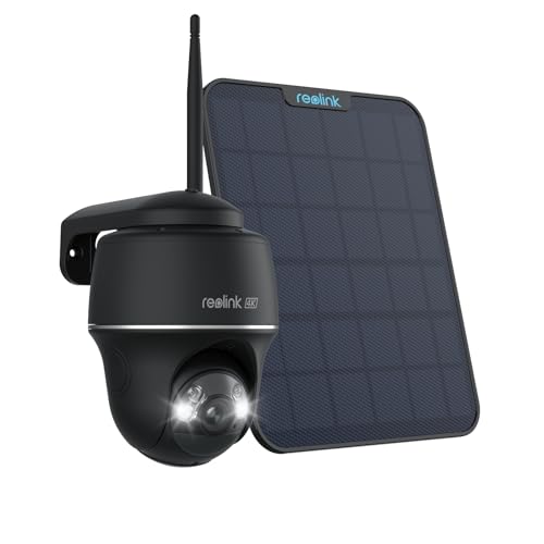 REOLINK 4K Solar Security Cameras Wireless Outdoor, 360° Pan Tilt Solar, 8MP Color Night Vision, 2.4/5 GHz Wi-Fi, No Monthly Fee, Home Hub Compatible, Argus PT 4K+ 6W Solar Panel (Black)