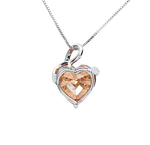 CHERUBIC Love Heart Pendant Necklace Shining Zircon Birthstone Jewelry Gifts For Women 18''+2''