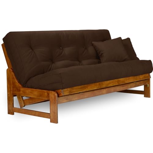 Arden Futon Set - Full Size, Frame, 8" Mattress, Microfiber Sussex Fudge Cover