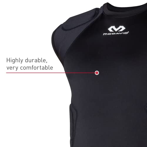McDavid Rival Integrated 5-Pad Shirt, Comfort & Protection from Hard Objects, Lightweight & Breathable, Great for Football & Lacrosse (Adult) Black