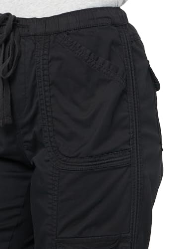 UNIONBAY Women's Straight Leg Stretch Twill Cargo Pant, Black