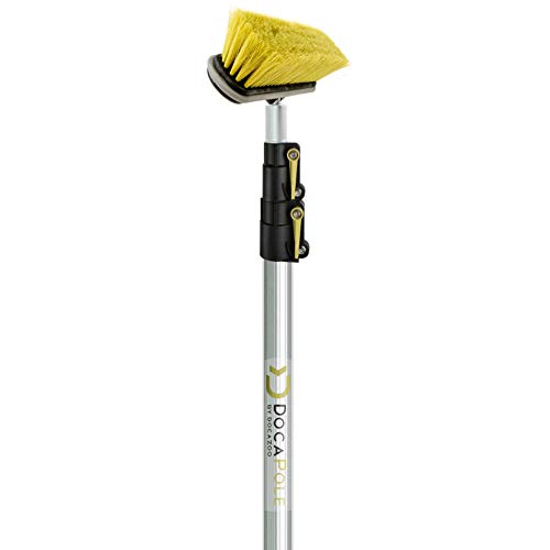 DOCAZOO 6-24 Foot (30 ft Reach) Extension Pole and 10” Medium Bristle Brush for House Siding, Deck, Garage, Patio and More