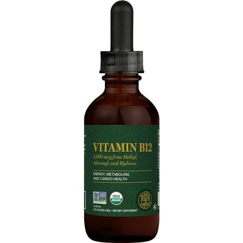 Global Healing Vitamin B12 Sublingual 5000 mcg Organic Liquid Supplement, Methylcobalamin, Adenosylcobalamin, Hydroxo Long-Lasting Energy and Healthy Metabolism - Vegan B12 Vitamins (2 Oz)