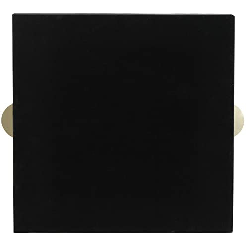 HofferRuffer Faux Leather Decorative Serving Tray, Elegant Coffee Table Tray, Ottoman Tray, Breakfast, Drinks, Liquor Serving Platter, Black Shagreen Finish with Gold Hardware Handle (Square)