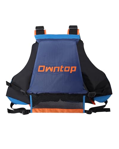 Owntop Swim Vest for Adult, Paddle Sports Swim Jackets with Adjustable Safety Strap, Premium Buoyancy Men Women Float Swim Vests for Kayaking Surfing Boating (Blue, XS/S)