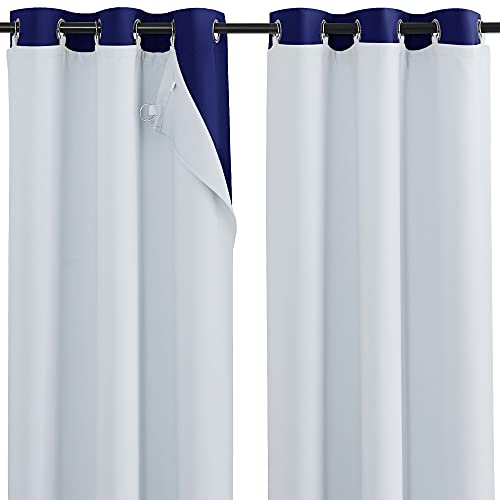 NICETOWN Blackout Curtain Liners for Room Darkening Curtains, White Blackout Liners for Windows, Detachable Ring Included, Thermal Curtain Liners for 42" W by 95" L Drapes, Set of 2, W40 x L90