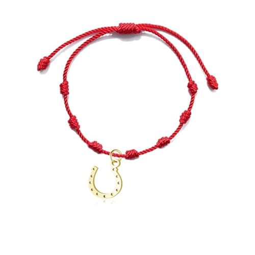 Horseshoe Bracelet for Women Handmade Woven Red Rope Lucky Bracelet for Horse Gifts Christmas Jewelry