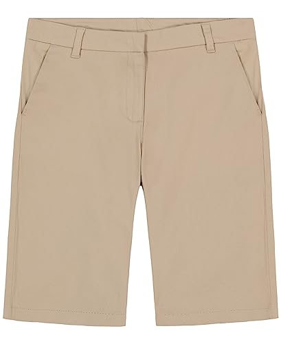 IZOD Girls' School Uniform Skinny Bermuda Twill Short, Khaki, 4