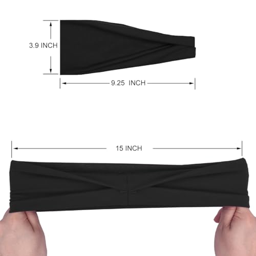 YONUF Fashion Headbands For Women Wide Headband Yoga Workout Head Bands Hair Accessories Black Band 6 Pack