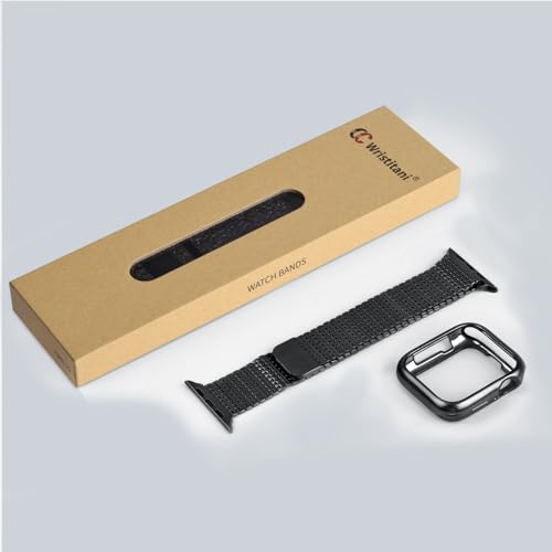 Wristitani Compatible with Apple Watch Band 38mm 40mm 41mm, Magnetic Clasp Strap Stainless Steel Wristband Replacement for iWatch Band Ultra 2 Series 9 8 SE 7 6 5 4 3 2 1, Black